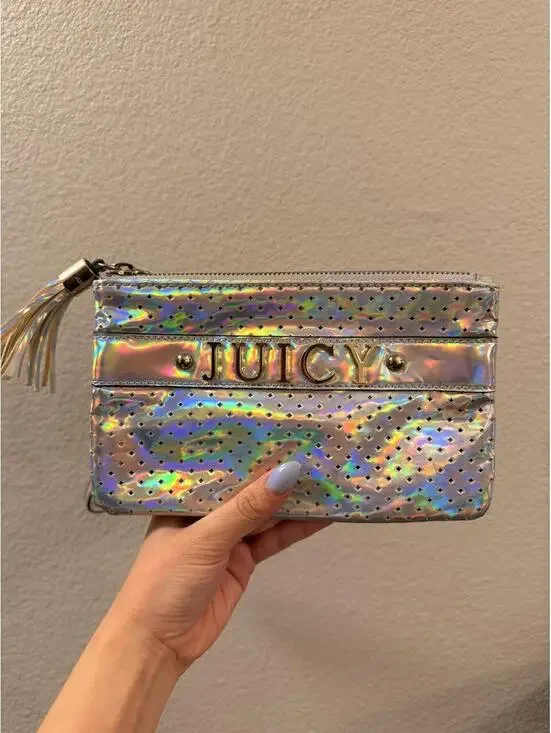 Juicy Couture Silver Holographic Wristlet