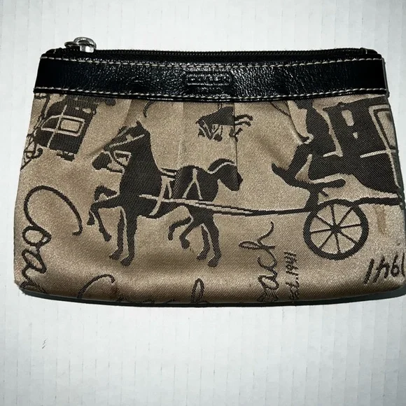 Coach Horse & Carriage Monogram Tan & Black Preloved Coin Pouch
