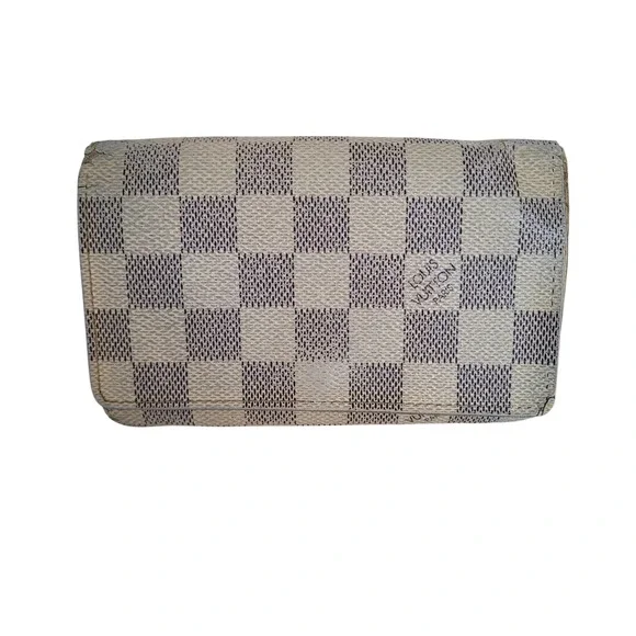 Louis Vuitton Damier Azur Sarah Wallet White Blue Checkered Long CA4007 Spain