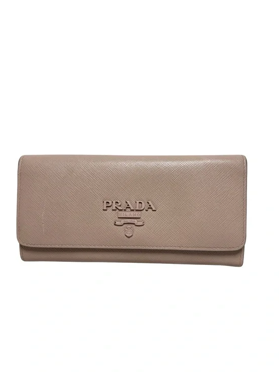 Prada Saffiano Leather Fold-Over Wallet in Dusty Pink