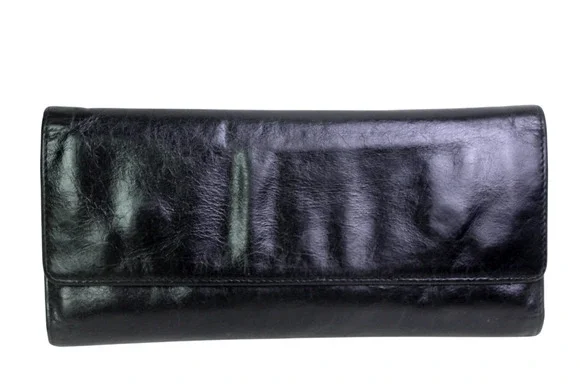 Hobo International BLACK GENUINE LEATHER ID CARD COIN HOLDER BILL BIFOLD WALLET