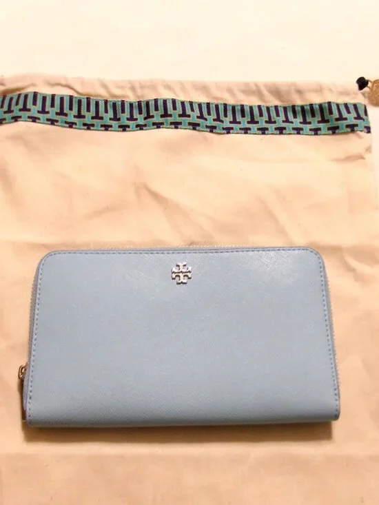 TORY BURCH Blue Zip-Around Wallet  Excellent Condition