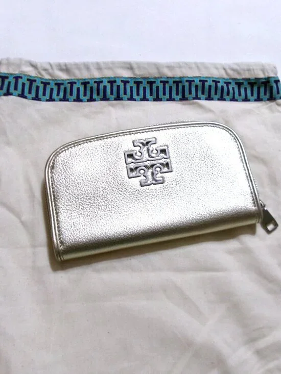 TORY BURCH Gold Zip-Around Wallet  Excellent Condition