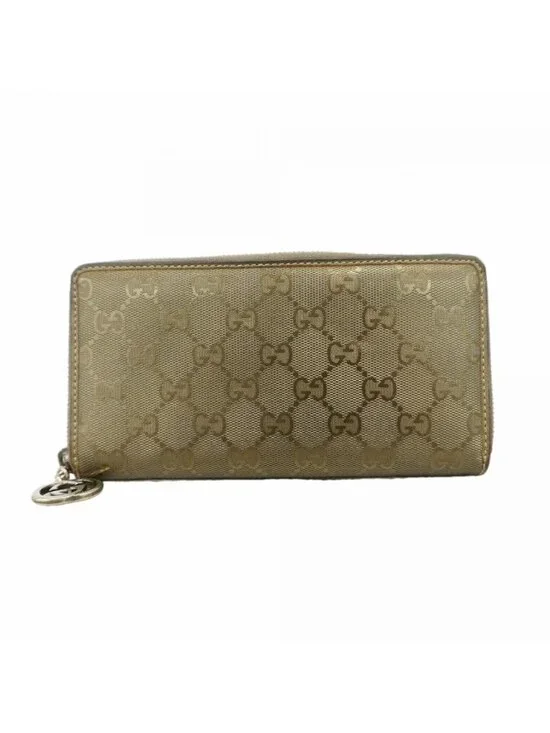 Gucci Wallet GG Supreme Khaki Green Silver