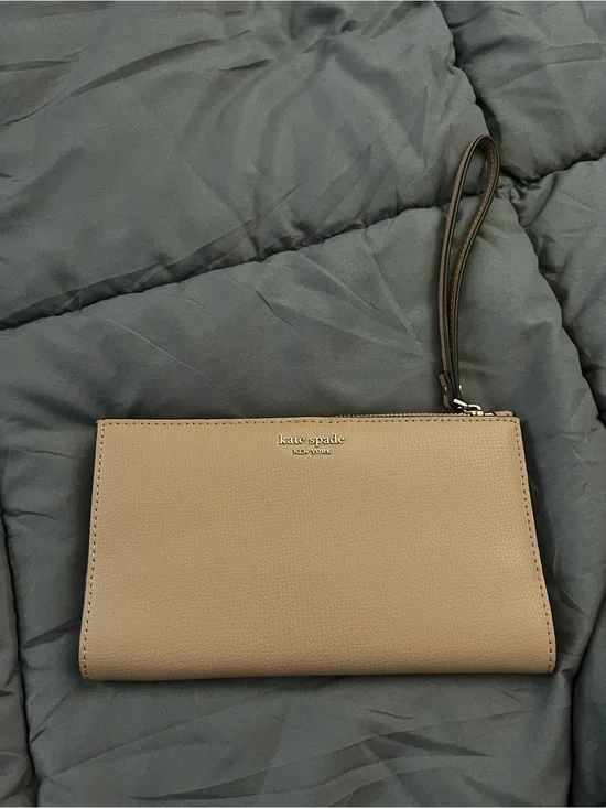 kate spade New York Taupe Leather Wristlet