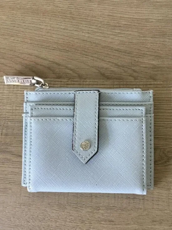 Anne Klein Blue Zip Wallet Card Holder with ID Window, Credit Card Slots