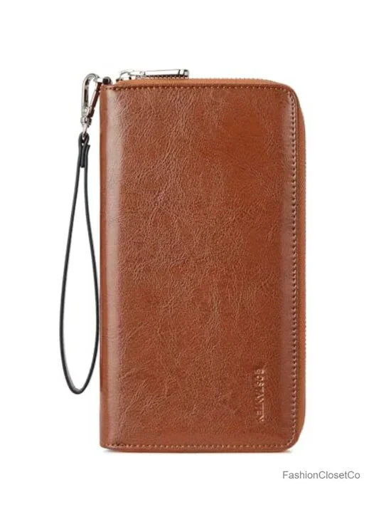 Large RFID Blocking Zip Around Wallet with Removable Wristlet