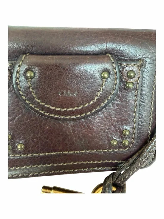 Chloé Paddington Chocolate Brown Leather Compact Zip Around Wallet