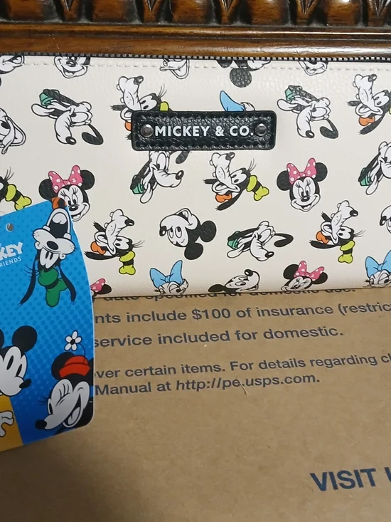 Disney Mickey & Co. Cream Wallet with Multicolor Character Print