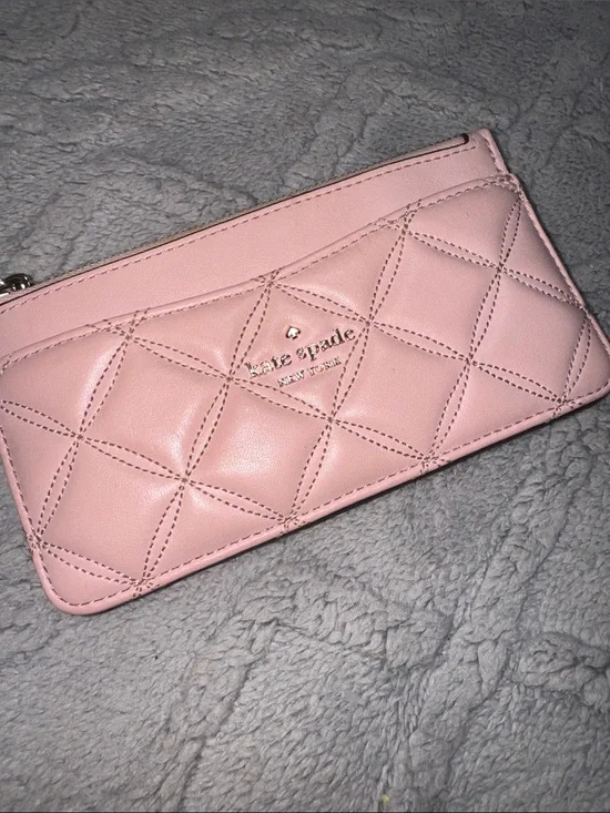 kate spade pink quilted leather wristlet clutch