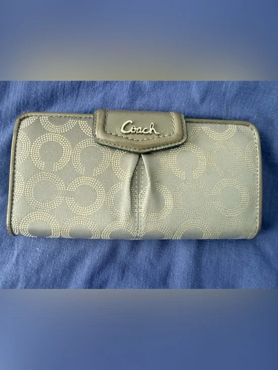 Coach Outlet Grey Wallet with Pink ID Window