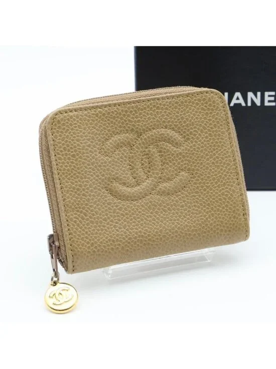 Chanel CC Logo Coin Case Beige Purse