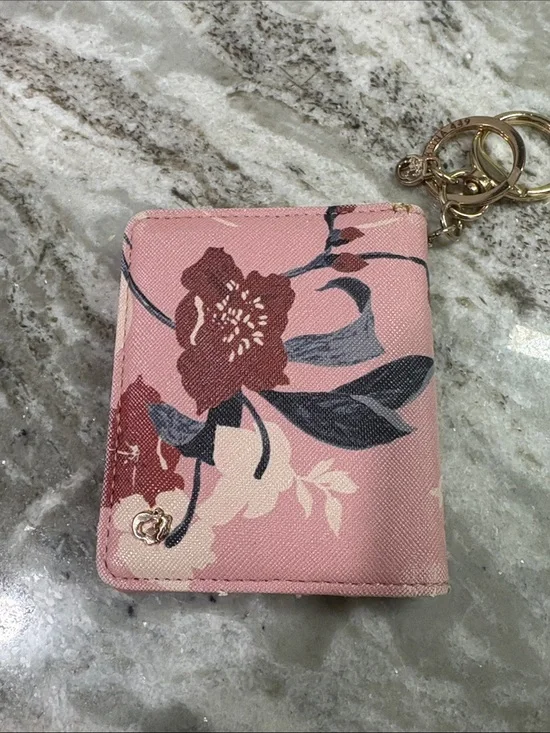 Spartina 449 Dusty Pink Cardholder Keyring with Gold Accents