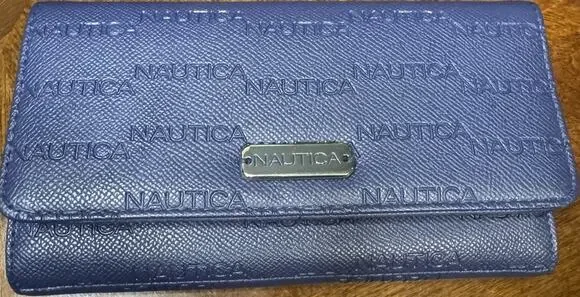 Nautica Blue RFID Blocking Women's Folding Wallet with Card Slots & Zipper