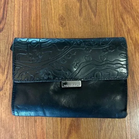 Via Spiga black genuine leather embossed wallet.