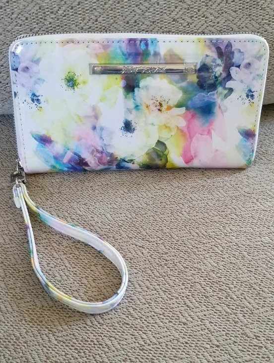 Floral Print Zip-Around Wristlet Wallet - Multicolor