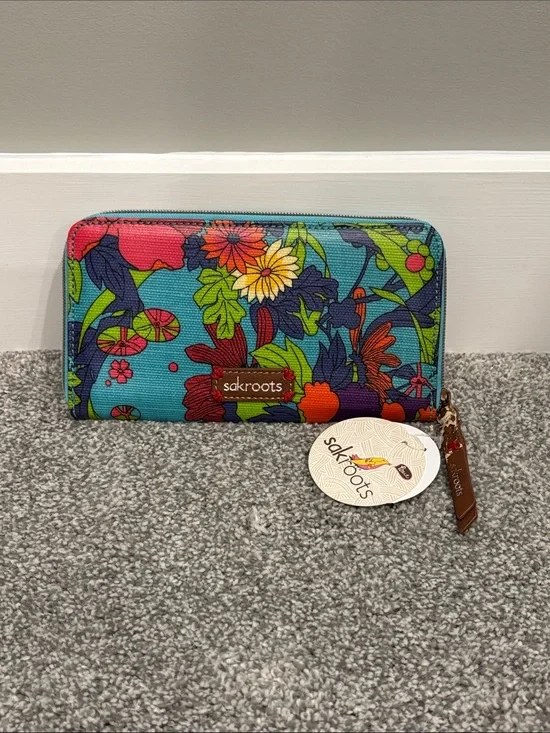 Sakroots Multicolor Floral Zip Wallet