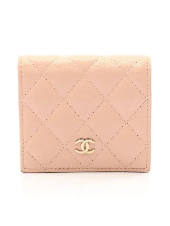 Chanel Bifold Wallet Quilted Classic Small Baby Pink Caviar Leather