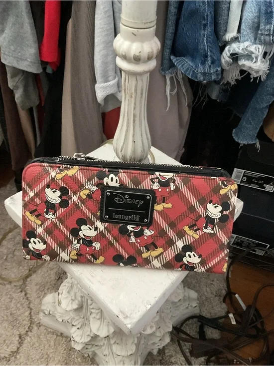 Loungefly Red Plaid Mickey Mouse Zip-Around Wallet