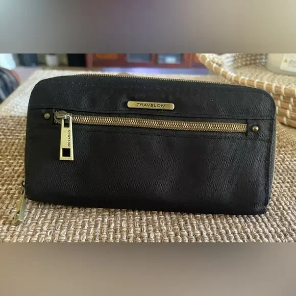 Travelon Black wallet with Gold