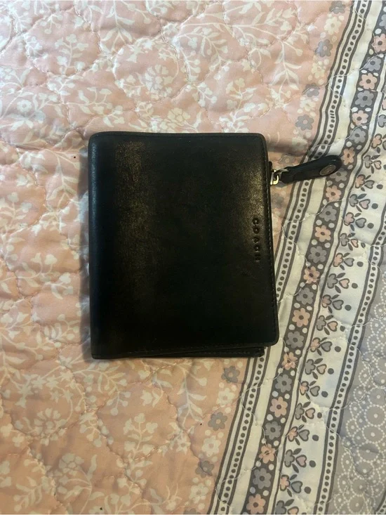 Coach Black Leather Zip Around Wallet