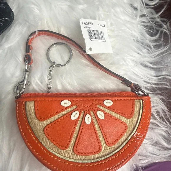 NWT Coach vintage y2k orange slice coin bag purse