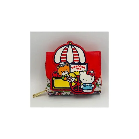 Loungefly‎ Sanrio Hello Kitty Popcorn Stand Bifold Wallet Carnival Red