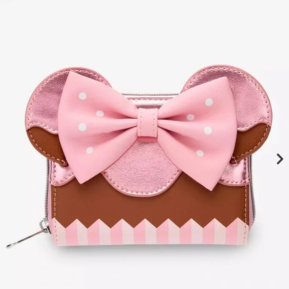Loungefly Disney Minnie Mouse Strawberry Chocolate Cupcake Mini Zipper Wallet