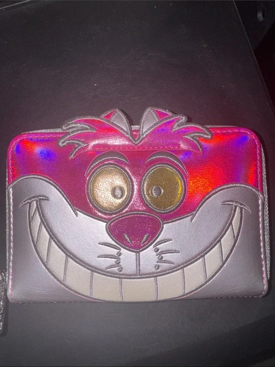 Loungefly Cheshire Cat Holographic Pink & Silver Zip Wallet