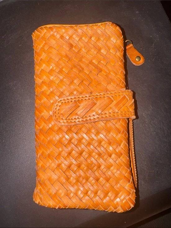 Brown Leather Wallet with Snap Closure