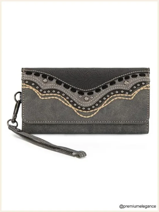 Vegan Leather Tri-Fold Wristlet Wallet with RFID Blocking
