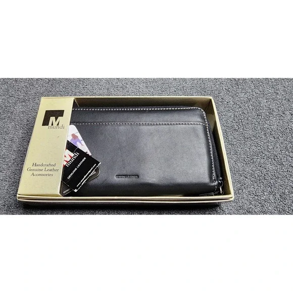 Mundi‎ Black Wallet Credit Card Photo Receipts Coupons Cash Holder Safe Keeper