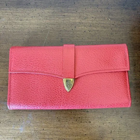 Baronet Fifth Avenue Vintage Red Cowhide Wallet Checkbook Cover Coin Purse
