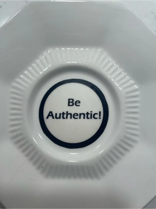 White Octagonal Decorative Plate with Black Accent - Be Authentic