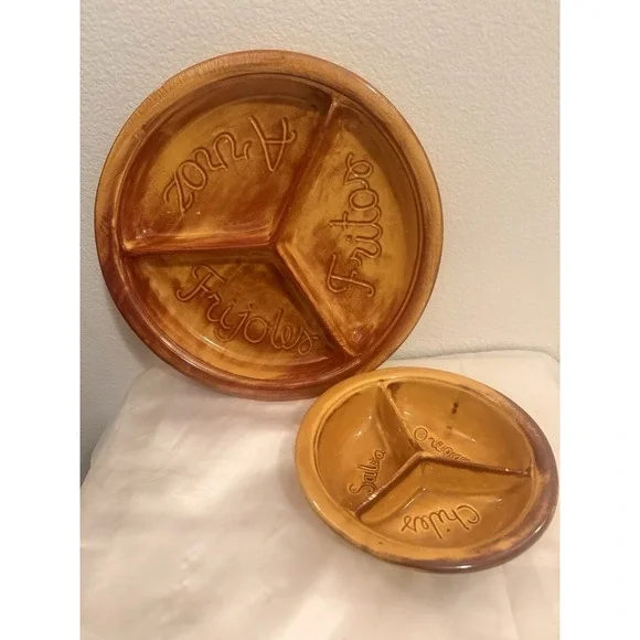 Vintage California Originals Pottery Calif USA PA3 PA4 Divided Serving Dish‎ MCM
