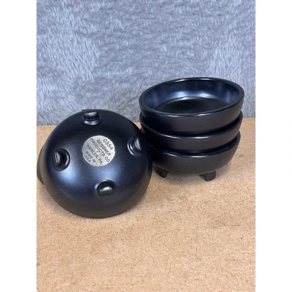 Black Melamine 3in Footed Ramekin Dipping Bowls Set of 6 Gessner Products 0354