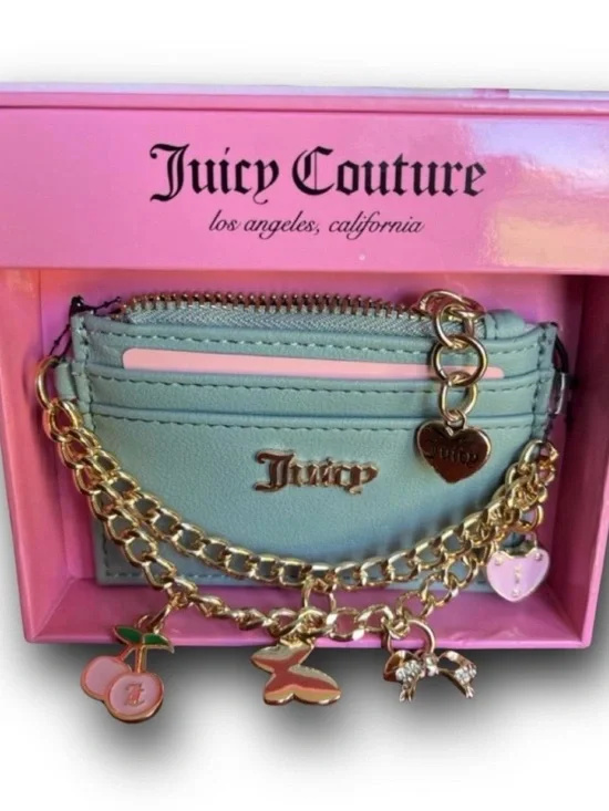 Juicy Couture Mint Green Cardholder with Gold Charm Chain