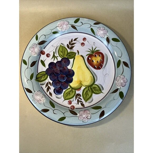 Gibson DINNER PLATE Bella Fruita Rim 10.5”  Dishwasher & Microwave Safe Mint Con