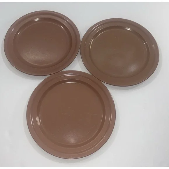 Set Of 3 Harmony House Today Brown‎ Melmac 9.5 Inch Plates