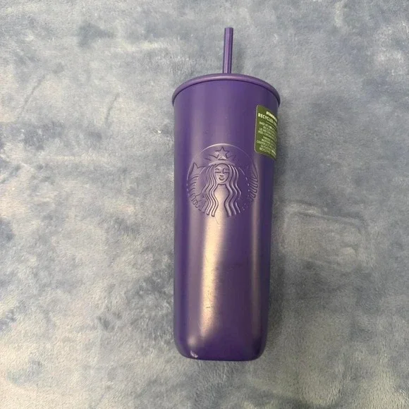 Starbucks Purple Recycled Stainless Steel Cold Tumbler 24oz with Straw new
