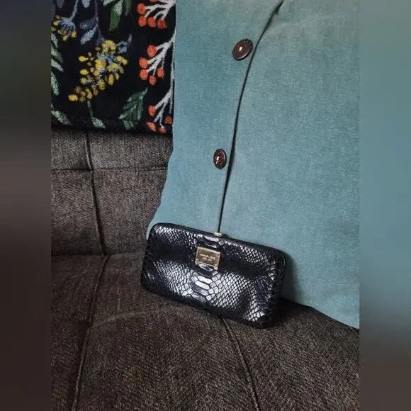 **EUC** Michael Kors black snakeskin embossed wallet