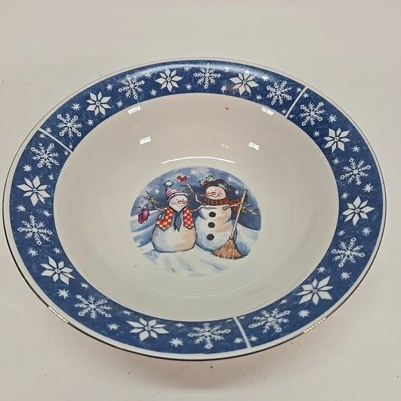 Vtg 90s Crofton Snowman‎ Vegetable Serving Bowl 9