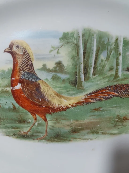 This 1924 antique S.P. Co Sebring hand-painted pheasant platter