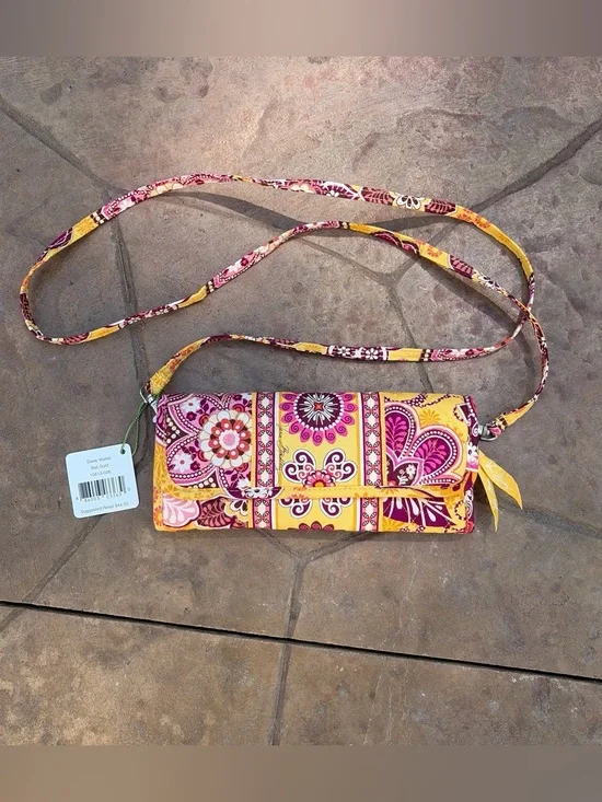 Vera Bradley Sleek Wallet Crossbody in Bali Gold
