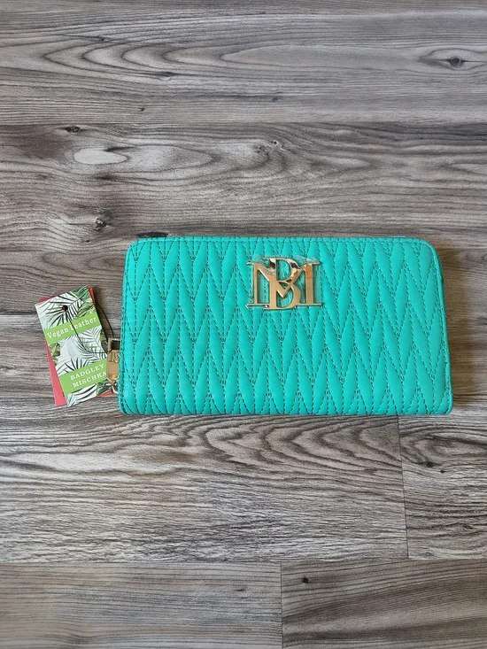 Badgley Mischka Teal Quilted Wristlet Wallet