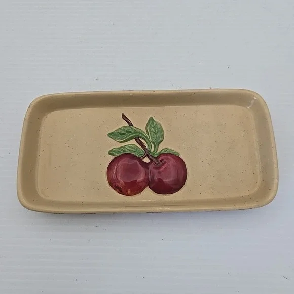 Cracker Barrel Old Country Store Covered Butter Dish Apple Design (No Top)‎