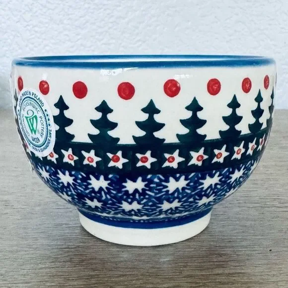 Boleslawiec Polish Pottery Christmas Trees Serving Bowl Dish