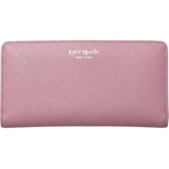 Wallet Kate Spade Pebbled Leather Slim Bifold Womens Orchid Pink