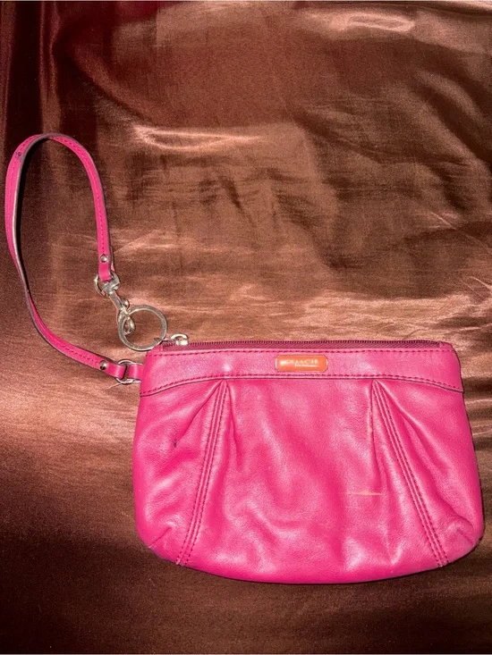 Coach Hot Pink Leather Wristlet