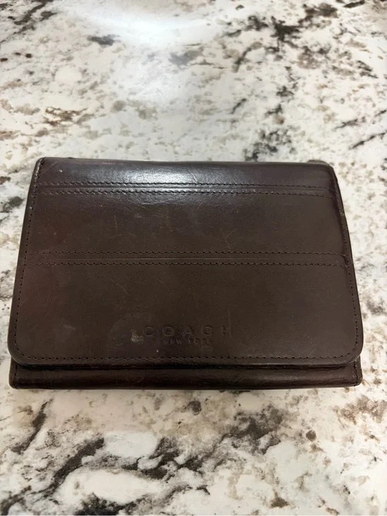 Coach Brown Leather Compact Wallet